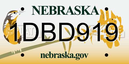 1DBD919 Nebraska License Plate