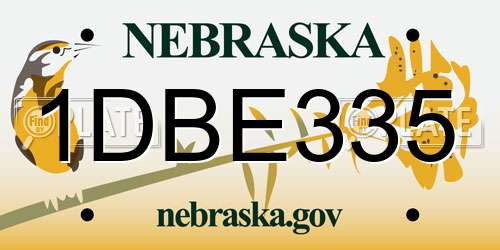 1DBE335 Nebraska License Plate