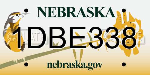 1DBE338 Nebraska License Plate