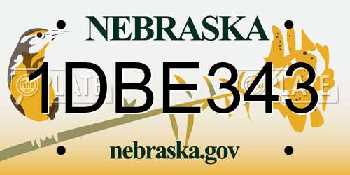 1DBE343 Nebraska License Plate