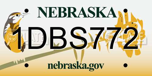 1DBS772 Nebraska License Plate