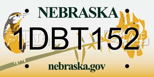 1DBT152 Nebraska License Plate
