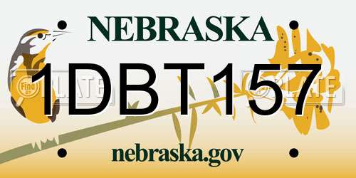 1DBT157 Nebraska License Plate