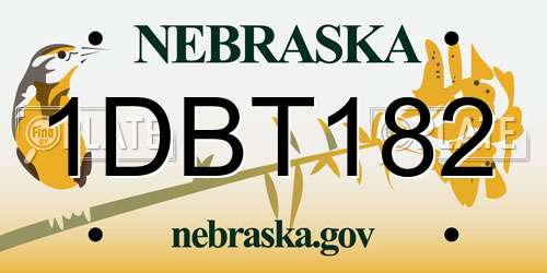 1DBT182 Nebraska License Plate