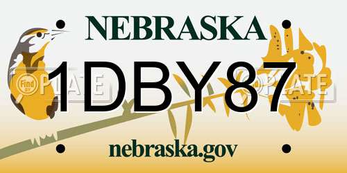 1DBY87 Nebraska License Plate