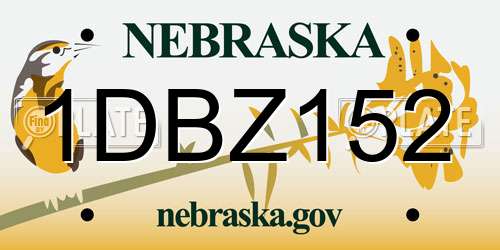 1DBZ152 Nebraska License Plate