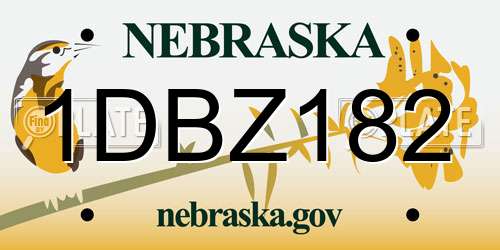 1DBZ182 Nebraska License Plate