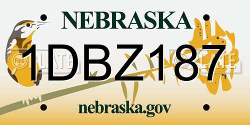 1DBZ187 Nebraska License Plate