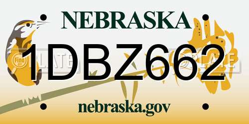1DBZ662 Nebraska License Plate