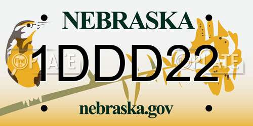 1DDD22 Nebraska License Plate
