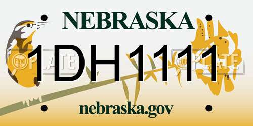 1DH1111 Nebraska License Plate