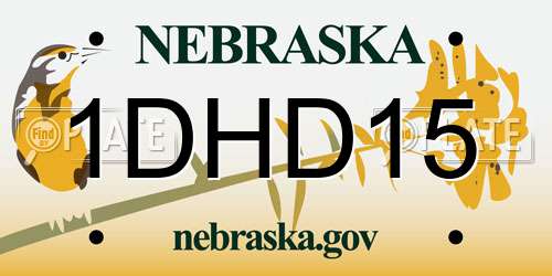 1DHD15 Nebraska License Plate