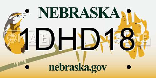 1DHD18 Nebraska License Plate