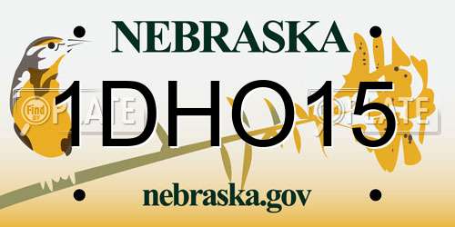 1DHO15 Nebraska License Plate
