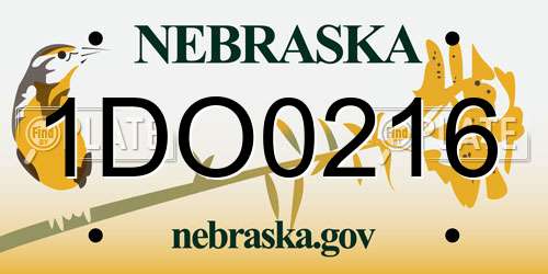 1DO0216 Nebraska License Plate