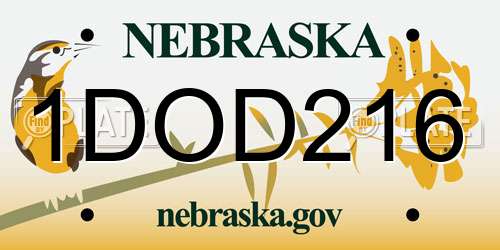 1DOD216 Nebraska License Plate