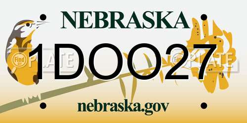 1DOO27 Nebraska License Plate