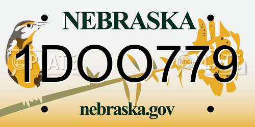 1DOO779 Nebraska License Plate