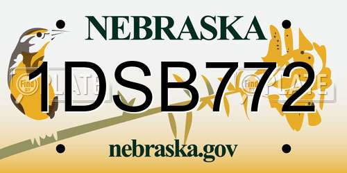 1DSB772 Nebraska License Plate
