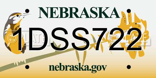 1DSS722 Nebraska License Plate