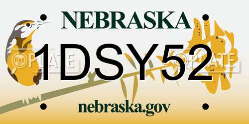1DSY52 Nebraska License Plate