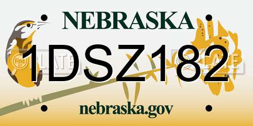 1DSZ182 Nebraska License Plate