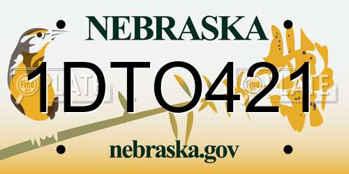 1DTO421 Nebraska License Plate