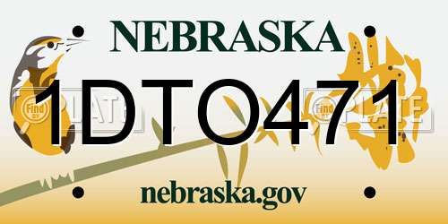 1DTO471 Nebraska License Plate