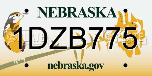 1DZB775 Nebraska License Plate