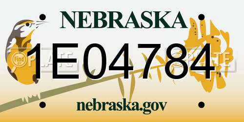 1E04784 Nebraska License Plate