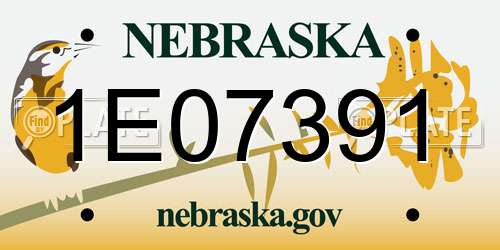 1E07391 Nebraska License Plate