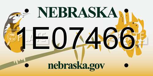 1E07466 Nebraska License Plate