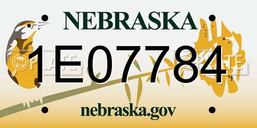 1E07784 Nebraska License Plate