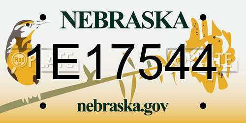 1E17544 Nebraska License Plate