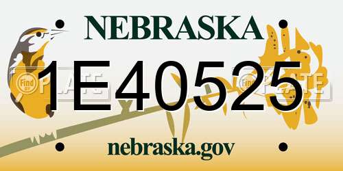 1E40525 Nebraska License Plate