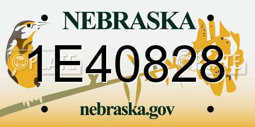 1E40828 Nebraska License Plate