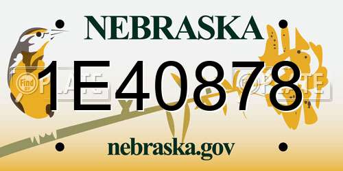 1E40878 Nebraska License Plate
