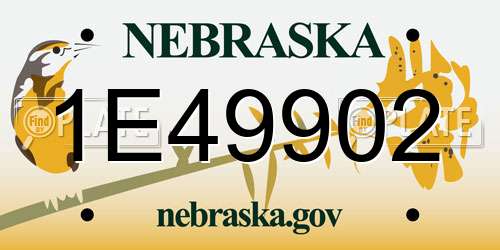 1E49902 Nebraska License Plate
