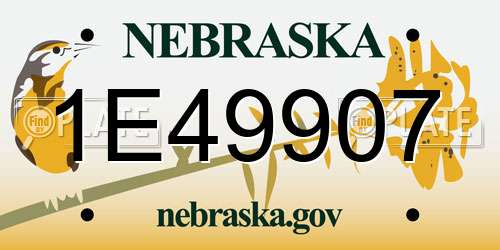 1E49907 Nebraska License Plate