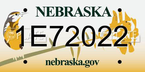 1E72022 Nebraska License Plate