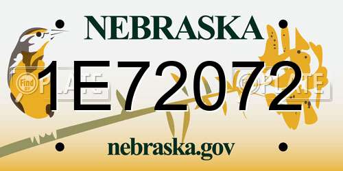 1E72072 Nebraska License Plate