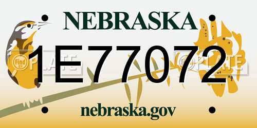 1E77072 Nebraska License Plate