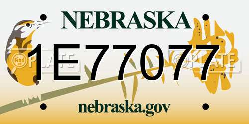 1E77077 Nebraska License Plate