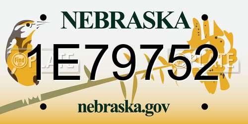 1E79752 Nebraska License Plate