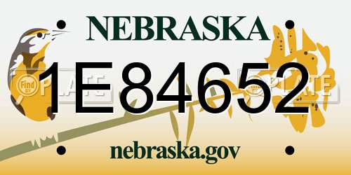 1E84652 Nebraska License Plate