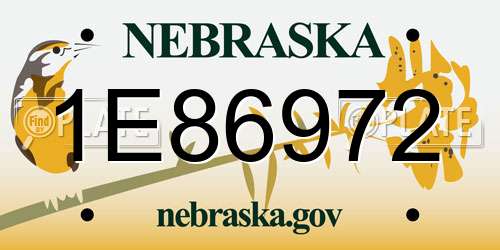1E86972 Nebraska License Plate