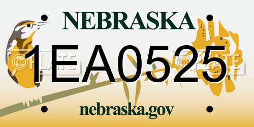 1EA0525 Nebraska License Plate