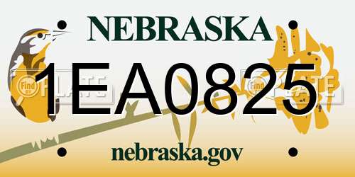1EA0825 Nebraska License Plate