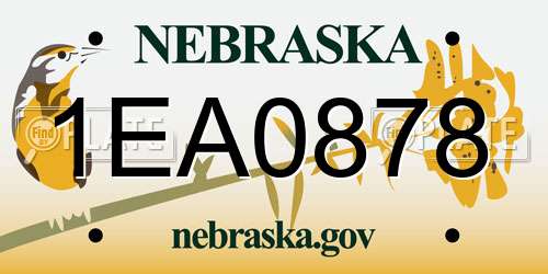 1EA0878 Nebraska License Plate