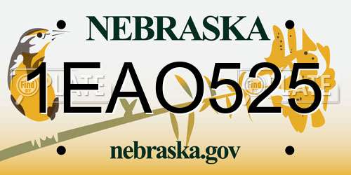 1EAO525 Nebraska License Plate